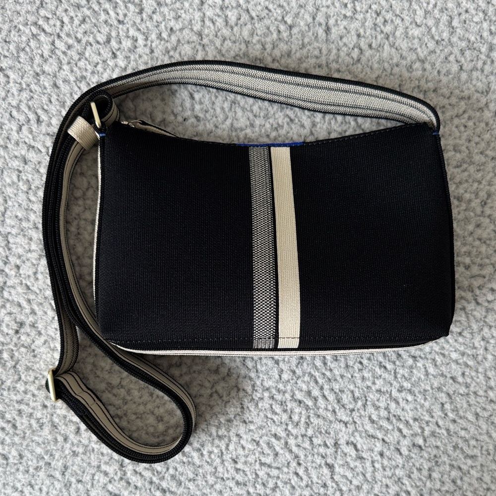 Rothy’s Casual Crossbody Black and Ivory Stripe
